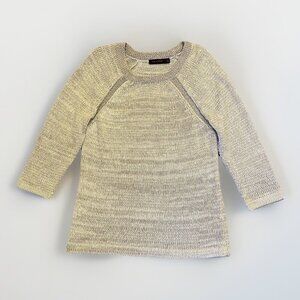 The Limited Women's Sweater Size M Gray Beige Metallic Long Sleeves Pullover EUC